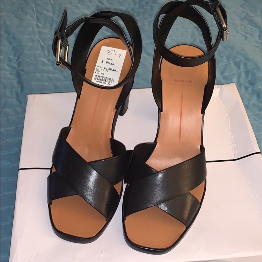 Dolce Vita Black cris cross block heeled sandals